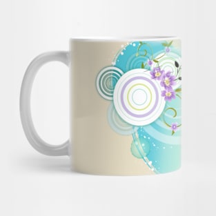 Floral buterfly aqua and violet Mug